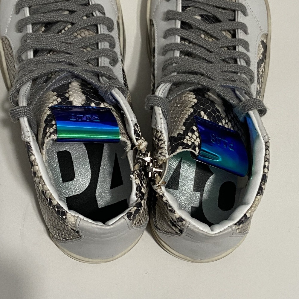 P448 Skate Side Zip White Snake Python Distressed… - image 5